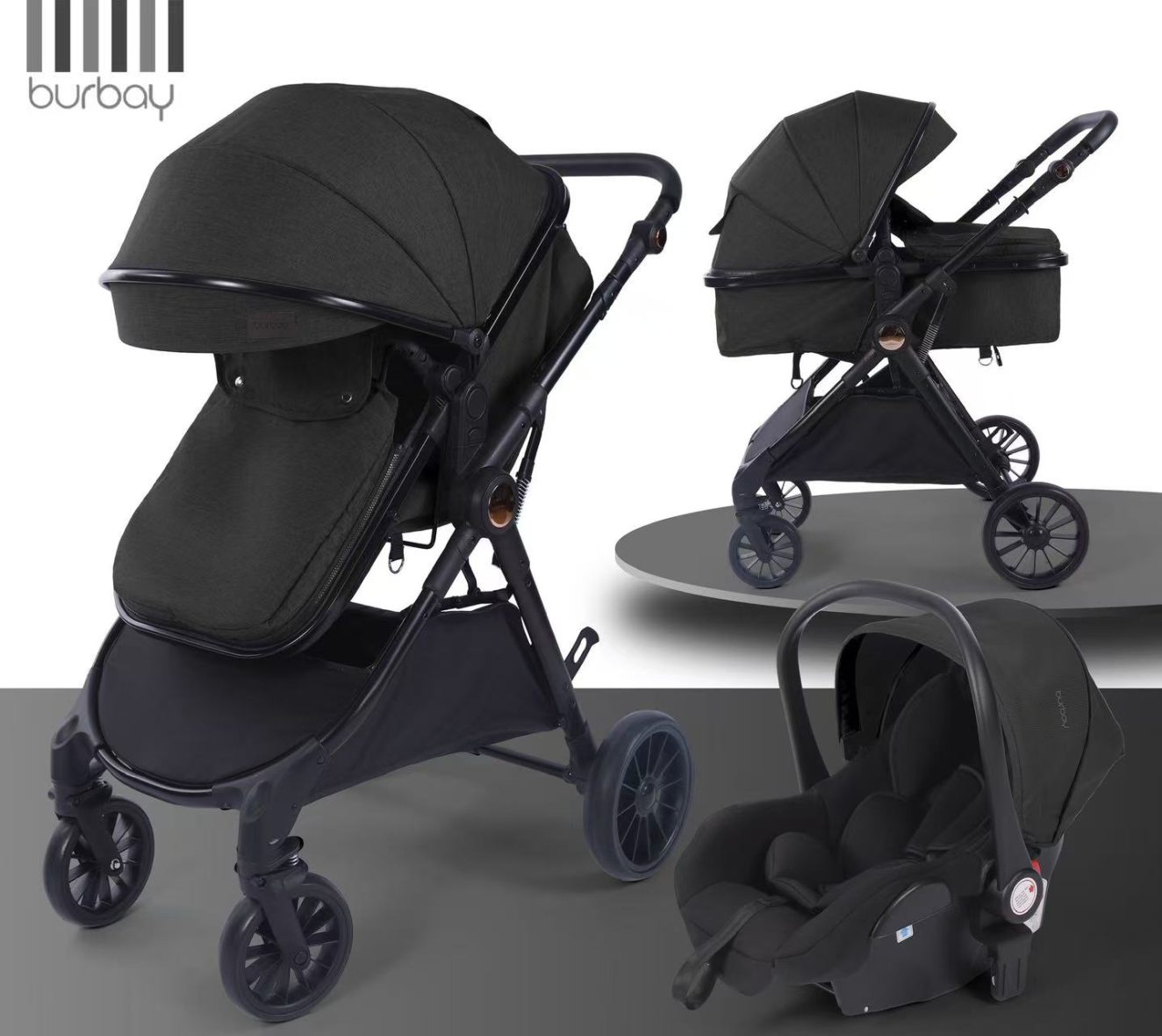 Количка Elite Black 3 во 1 – BURBAY Z768