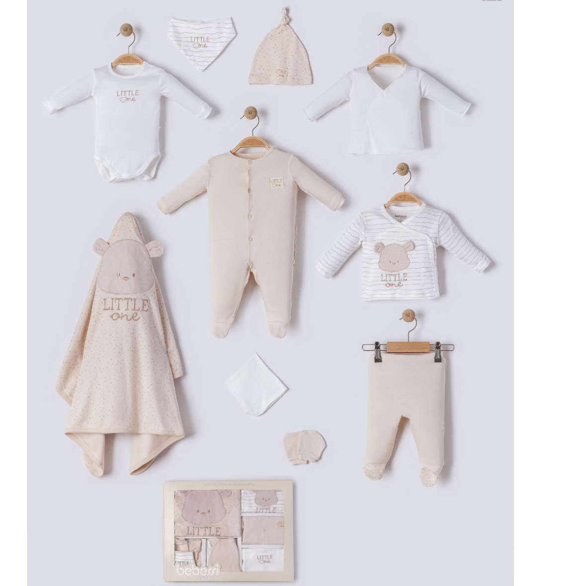 Сет за новороденче 100 % памук  Little One -крем