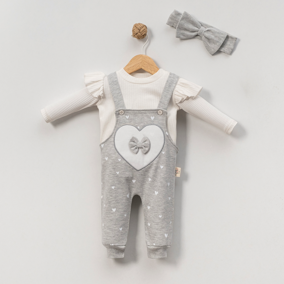 🤍 Бебешки сет со срце и лента за коса