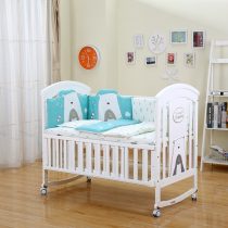 Baby Crib, Baby Wooden Cot, Bed Multifunctional Rocker, Convertible Desk and Kids Sofa with Mosquito Net (bedding set and mattress sold separately) (3)