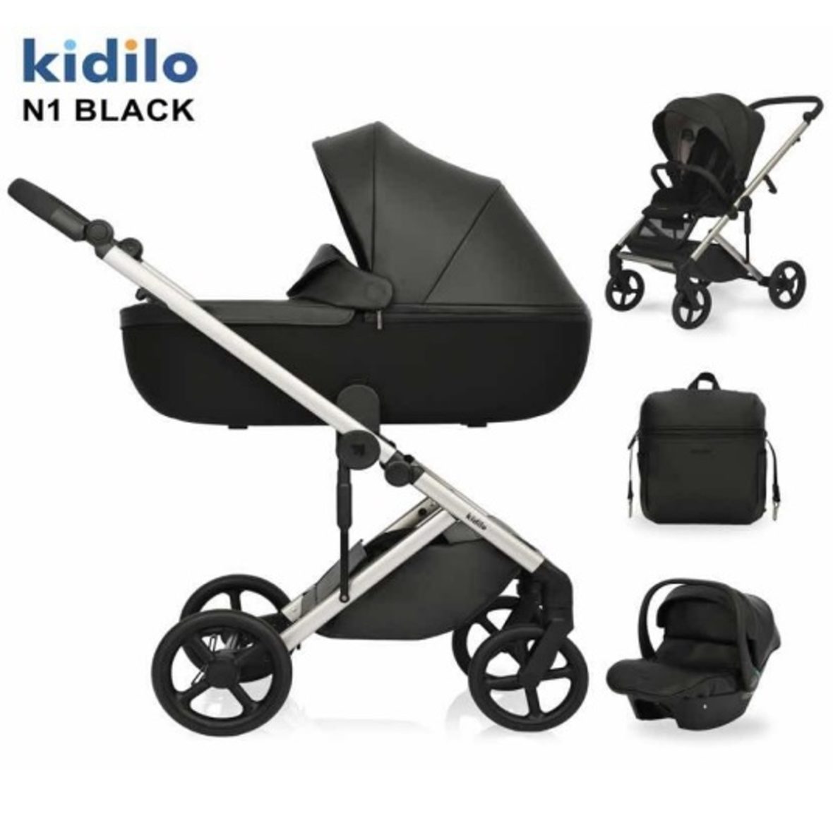 Количка Kidilo N1 3 во 1 – BLACK