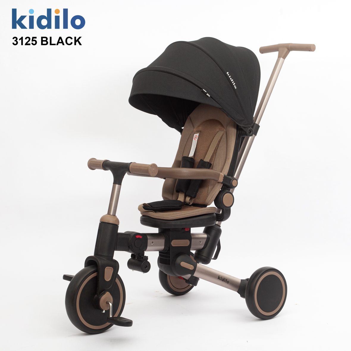 Kidilo Evolutive Trike 7 во 1 Black – склоплив трицикл и балансер 3125